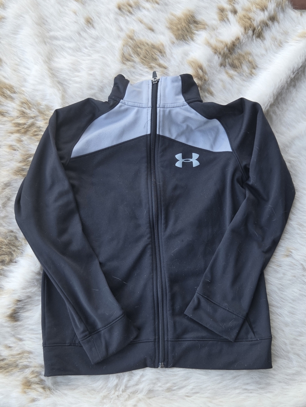 Under Armour Youth MEDIUM Loose Jacket | Black/Grey Full Zip Fleece